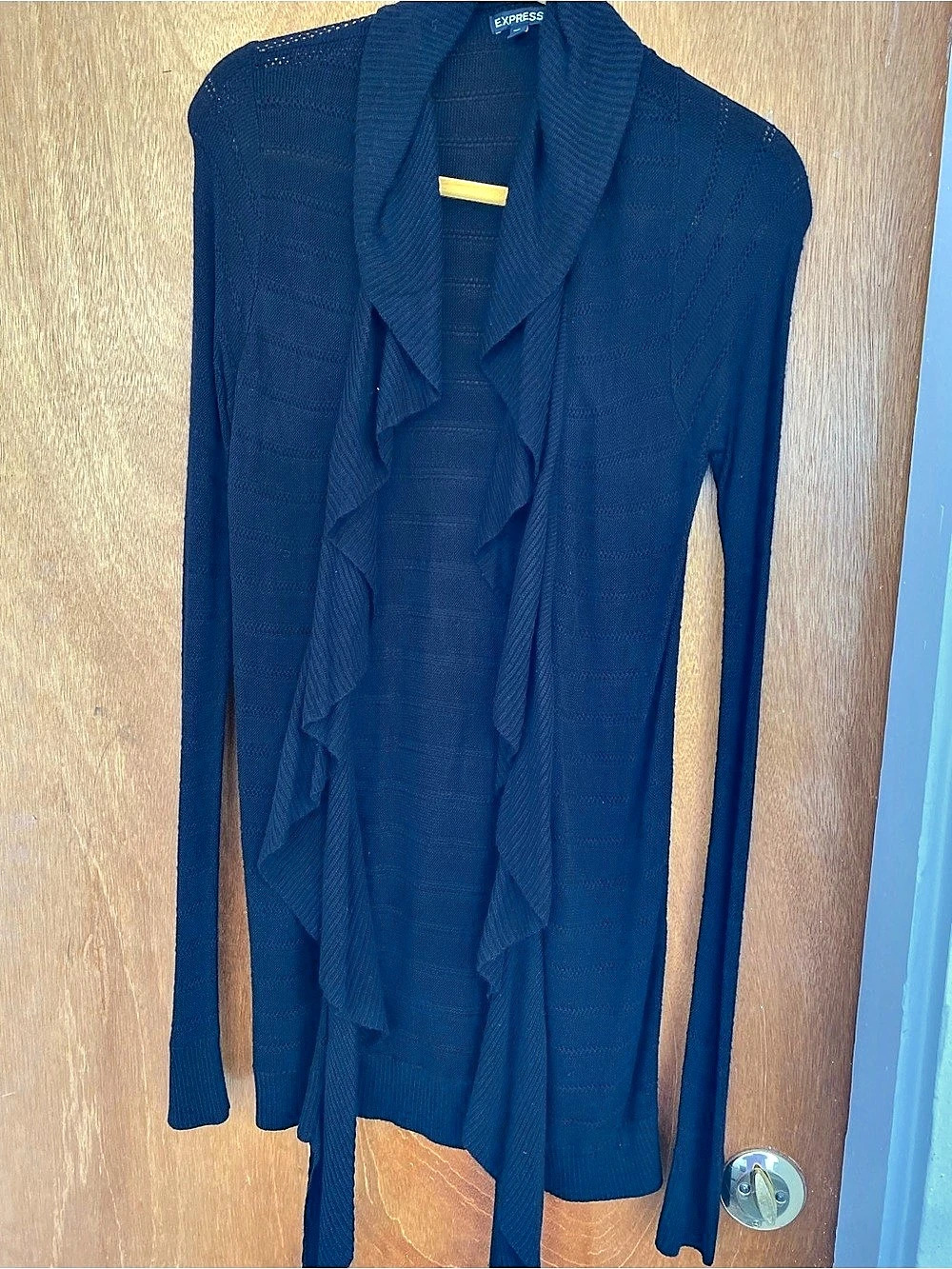 Express Women's Ruffle Front Cardigan in Blue Size XS
